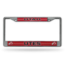 Utah Utes 12" x 6" Silver Bling Chrome Frame