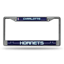 Charlotte Hornets 12" x 6" Silver Bling Chrome Frame