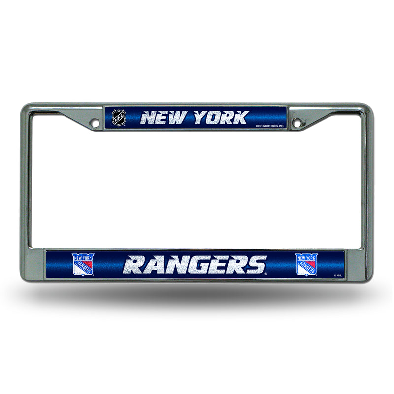 New York Rangers 12" x 6" Silver Bling Chrome Frame