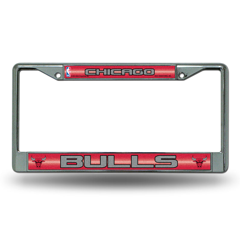 Chicago Bulls 12" x 6" Silver Bling Chrome Frame