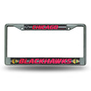 Chicago Blackhawks 12" x 6" Silver Bling Chrome Frame