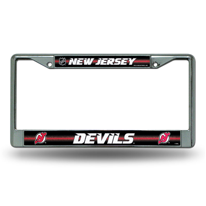 New Jersey Devils 12" x 6" Silver Bling Chrome Frame