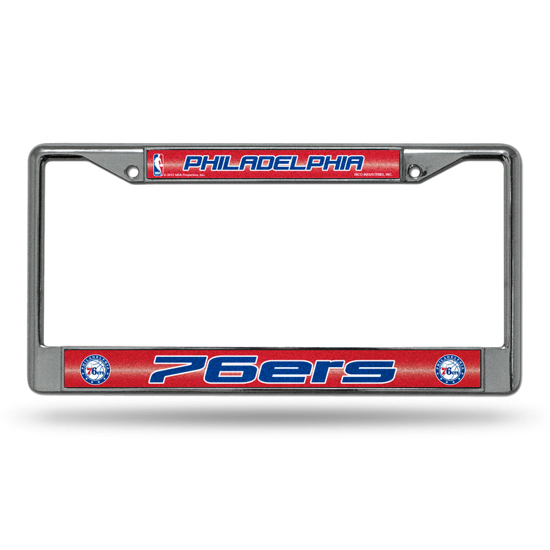 Philadelphia 76ers 12" x 6" Silver Bling Chrome Frame