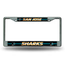 San Jose Sharks 12" x 6" Silver Bling Chrome Frame