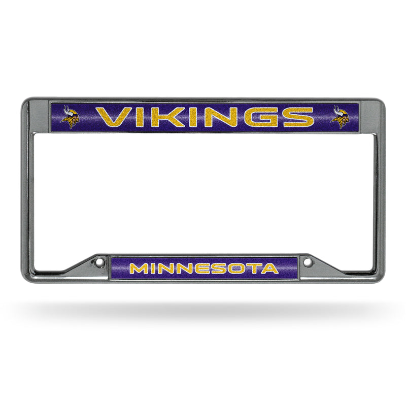 Minnesota Vikings 12" x 6" Silver Bling Chrome Frame