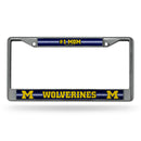 NCAA Michigan Wolverines 12" x 6" Silver Bling Chrome Car/Truck/SUV Auto Accessory By Rico Industries