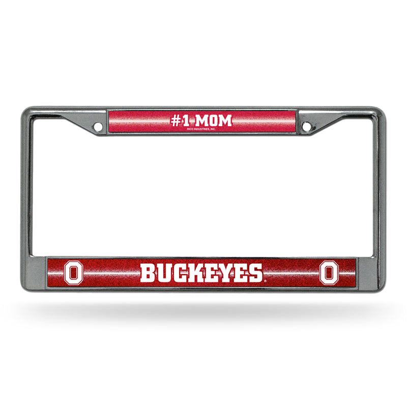 NCAA Ohio State Buckeyes 12" x 6" Silver Bling Chrome Car/Truck/SUV Auto Accessory By Rico Industries
