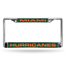 Miami Hurricanes Laser Chrome 12 x 6 License Plate Frame
