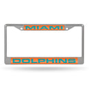 Miami Dolphins Laser Chrome 12 x 6 License Plate Frame