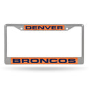 Denver Broncos Laser Chrome 12 x 6 License Plate Frame