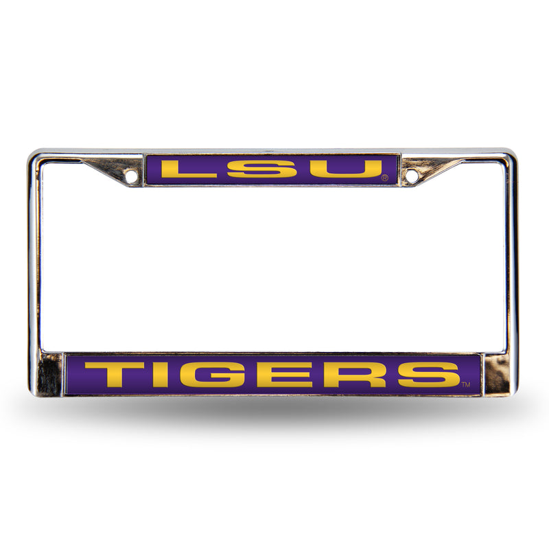 LSU Tigers Laser Chrome 12 x 6 License Plate Frame
