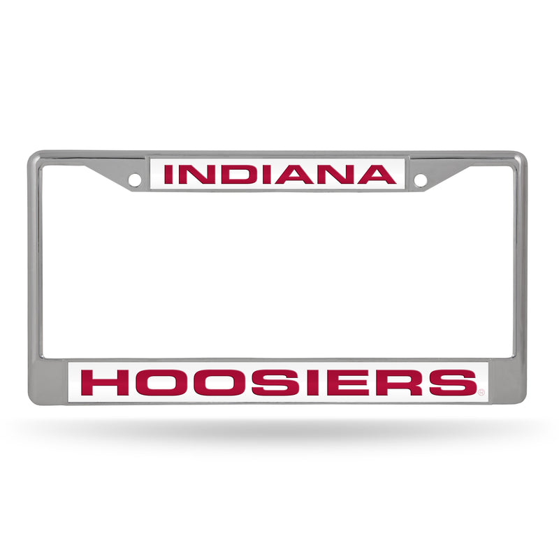 Indiana Hoosiers Laser Chrome Frame (Crimson Lettering On White)