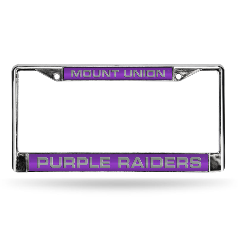 Mount Union Purple Raiders Laser Chrome 12 x 6 License Plate Frame