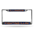 Illinois Fighting Illini Laser Chrome 12 x 6 License Plate Frame