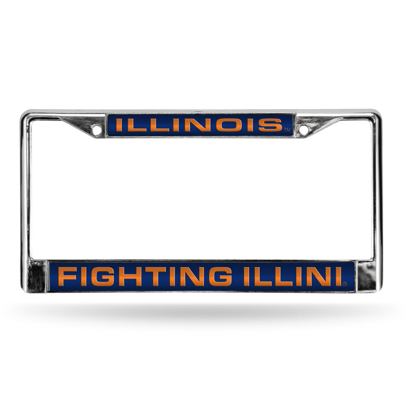 Illinois Fighting Illini Laser Chrome 12 x 6 License Plate Frame