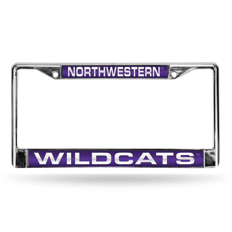Northwestern Wildcats Laser Chrome 12 x 6 License Plate Frame