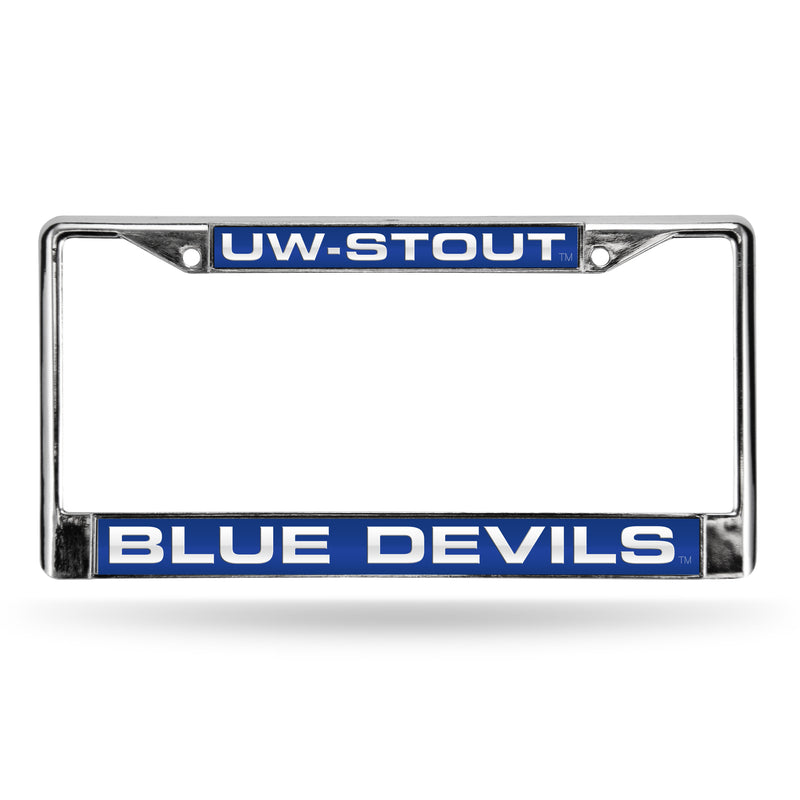 Wisconsin-Stout Blue Devils Laser Chrome 12 x 6 License Plate Frame