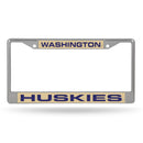 Washington Huskies Laser Chrome 12 x 6 License Plate Frame