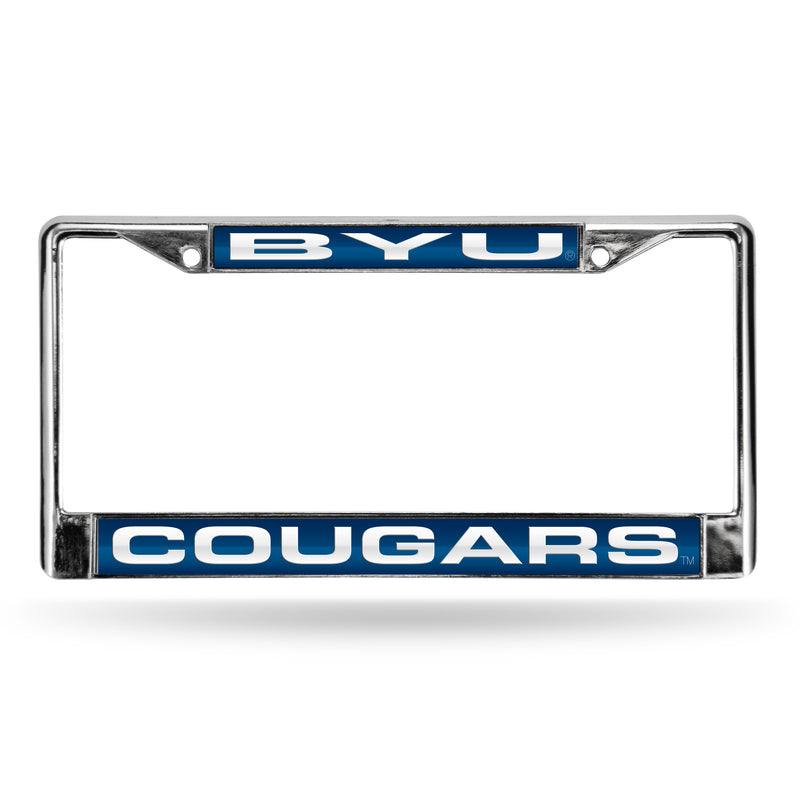 BYU Cougars Laser Chrome 12 x 6 License Plate Frame
