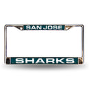 San Jose Sharks Laser Chrome 12 x 6 License Plate Frame