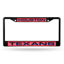 Houston Texans 12 x 6 Laser Cut Black Chrome License Plate Frame