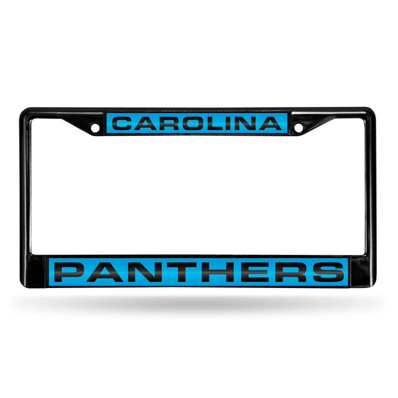 Carolina Panthers Black Laser Chrome 12 x 6 License Plate Frame