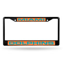 Miami Dolphins Black Laser Chrome 12 x 6 License Plate Frame