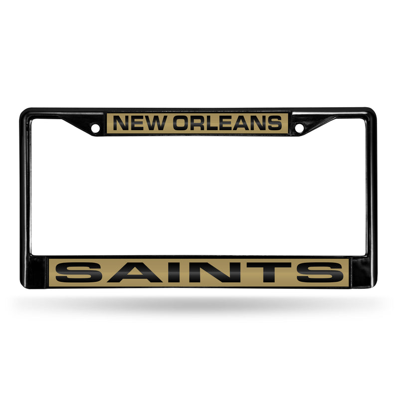 New Orleans Saints Black Laser Chrome 12 x 6 License Plate Frame