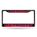 New England Patriots Black Laser Chrome 12 x 6 License Plate Frame