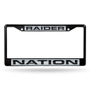 Las Vegas Raiders Black Laser Chrome 12 x 6 License Plate Frame