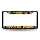 Pittsburgh Steelers Black Laser Chrome 12 x 6 License Plate Frame