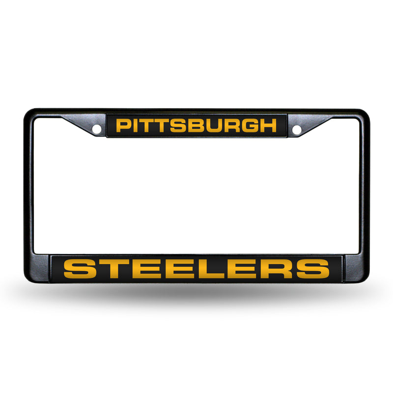 Pittsburgh Steelers Black Laser Chrome 12 x 6 License Plate Frame