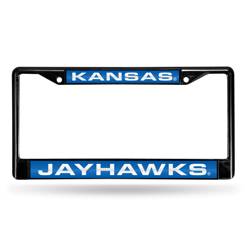 Kansas Jayhawks Black Laser Chrome 12 x 6 License Plate Frame