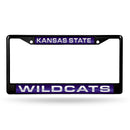 Kansas State Wildcats Black Laser Cut Chrome Frame (White Lettering on Purple)