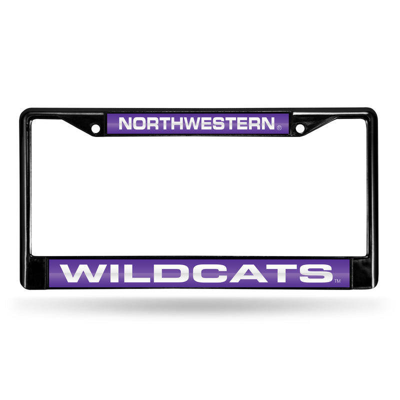 Northwestern Wildcats Black Laser Chrome 12 x 6 License Plate Frame