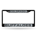 Colorado Buffaloes Alternate Black Laser Chrome License Plate Frame - Silver Bkg W/ Black Lettering