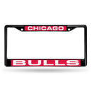 Chicago Bulls Black Laser Chrome 12 x 6 License Plate Frame
