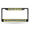 Golden State Warriors Black Laser Chrome 12 x 6 License Plate Frame