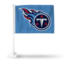 NFL Tennessee Titans Double Sided Car Flag -  16" x 19" - Strong Pole that Hooks Onto Car/Truck/Automobile By Rico Industries