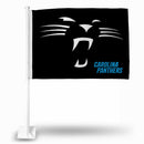 NFL Carolina Panthers Double Sided Car Flag -  16" x 19" - Strong Pole that Hooks Onto Car/Truck/Automobile By Rico Industries
