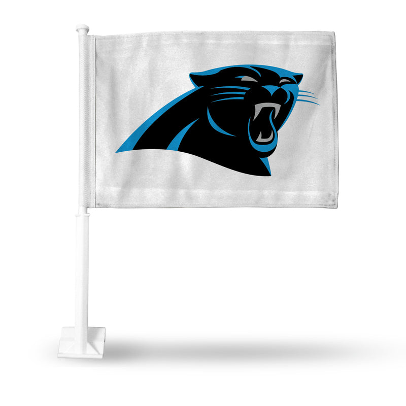 NFL Carolina Panthers Double Sided Car Flag -  16" x 19" - Strong Pole that Hooks Onto Car/Truck/Automobile By Rico Industries