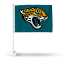 NFL Jacksonville Jaguars Double Sided Car Flag -  16" x 19" - Strong Pole that Hooks Onto Car/Truck/Automobile By Rico Industries