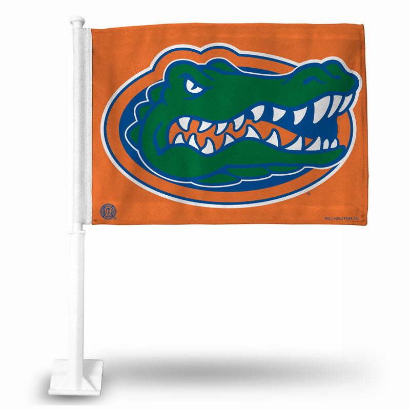 NCAA Florida Gators Double Sided Car Flag -  16" x 19" - Strong Pole that Hooks Onto Car/Truck/Automobile By Rico Industries