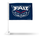 NCAA Florida Atlantic Owls Double Sided Car Flag -  16" x 19" - Strong Pole that Hooks Onto Car/Truck/Automobile By Rico Industries