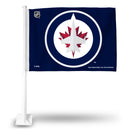NHL Winnipeg Jets Double Sided Car Flag -  16" x 19" - Strong Pole that Hooks Onto Car/Truck/Automobile By Rico Industries