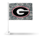 NCAA Georgia Bulldogs Double Sided Car Flag -  16" x 19" - Strong Pole that Hooks Onto Car/Truck/Automobile By Rico Industries