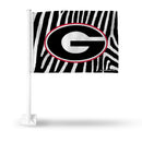 NCAA Georgia Bulldogs Double Sided Car Flag -  16" x 19" - Strong Pole that Hooks Onto Car/Truck/Automobile By Rico Industries