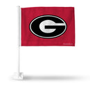 NCAA Georgia Bulldogs Double Sided Car Flag -  16" x 19" - Strong Pole that Hooks Onto Car/Truck/Automobile By Rico Industries
