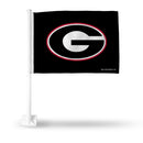 NCAA Georgia Bulldogs Double Sided Car Flag -  16" x 19" - Strong Pole that Hooks Onto Car/Truck/Automobile By Rico Industries