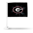 NCAA Georgia Bulldogs Double Sided Car Flag -  16" x 19" - Strong Pole that Hooks Onto Car/Truck/Automobile By Rico Industries
